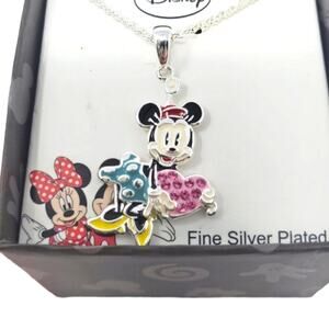 Disney Minnie Mouse Fine Silver Plated Enamel Necklace